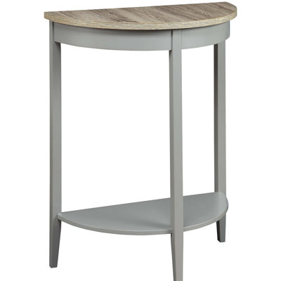Wooden Half Moon Console Table In Grey Finish For Hallway Storage Solution Oak With Living Space Decoration