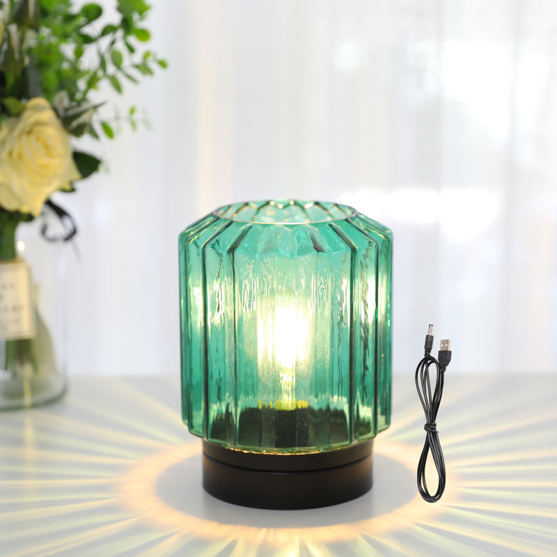 Dagbjartur 8'' Green Battery Operated Table Lamp with 6H Timer