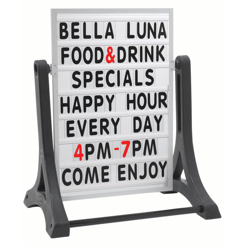 Double Sided Black Aluminum Letter Board Sidewalk Sign
