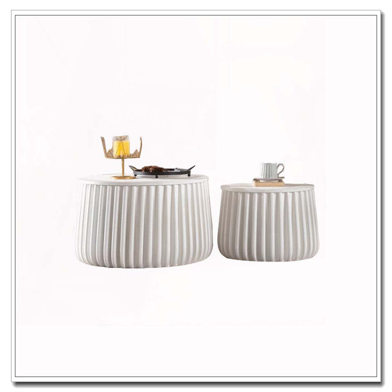 Ensemble de tables de rangement rondes blanches