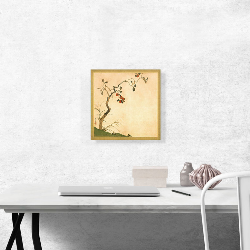 «The Persimmon Tree» par Sakai Hoifi - reproduction d'art sur toile tendue, H 12 po x l 12 po x P 0,75 po
