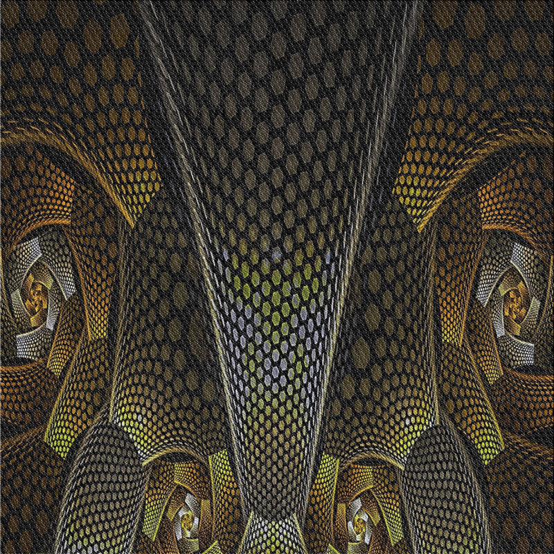 Tapis jaune/noir tissé à la machine, Carré 6 pi