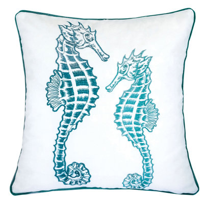 Embroidered Feather Throw Pillow