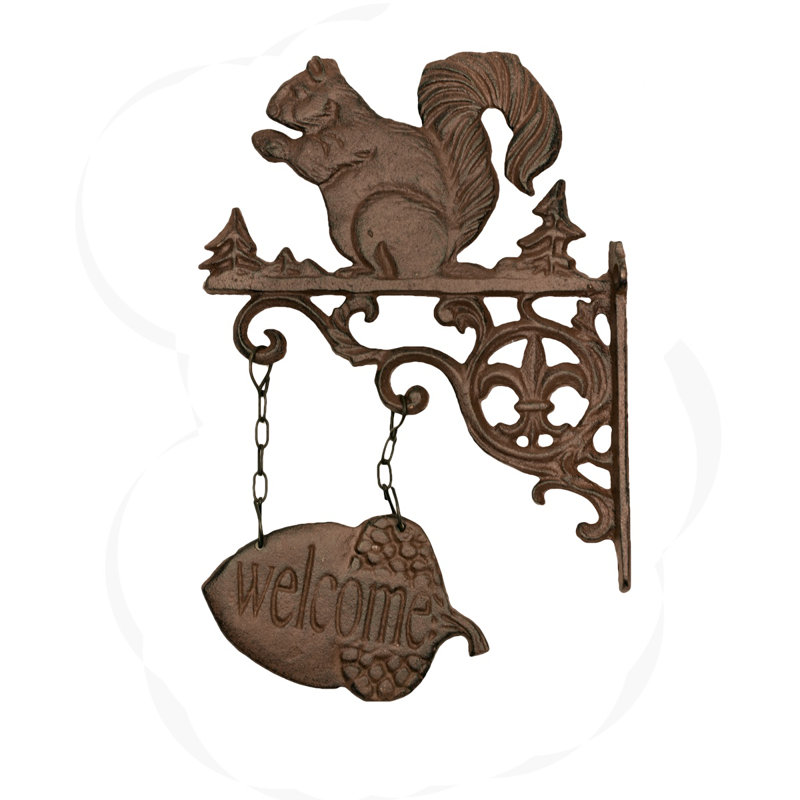 Hanging Rustic Cast Iron Welcome Squirrel Sign Front Door Fall Porch Home Decor Hanging Rustic Cast Iron Welcome Squirrel Sign Front Door Fall Porch Home Decor
