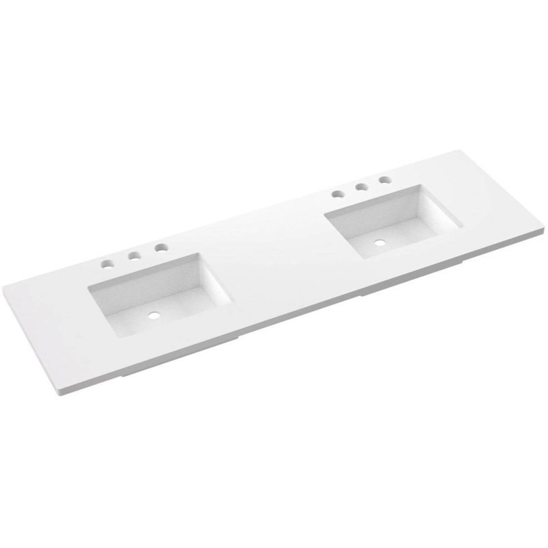Meuble-lavabo flottant à double tiroir doré, Gris délavé, 72"
