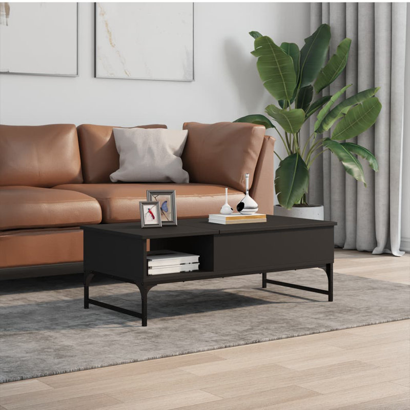 Kerlin Lift Top Four Leg Coffee Table with Storage, Black
