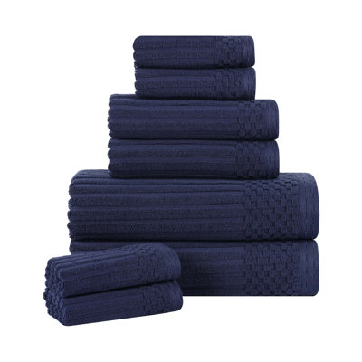 Collection de serviettes à bordure à carreaux en coton 8 pièces Soho Spa