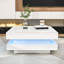 Table basse moderne avec finition ultrabrillante, lumière DEL, rangement et design géométrique-1084280311