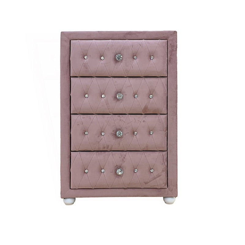 Commode rembourrée, commode 4 tiroirs, armoire d'appoint