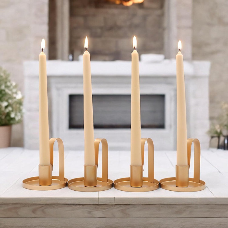 Ensemble de 4 porte-bougies Hosley en métal doré - centre de table élégant de 3,5 pouces pour mariage et fête, décor de reiki et de spa, support de bougie d'aromathérapie, cadeau parfait pour les occasions spéciales