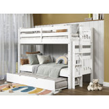 Treva Solid Wood Standard Twin over Twin Bunk Beds with Ladder and Twin Trundle