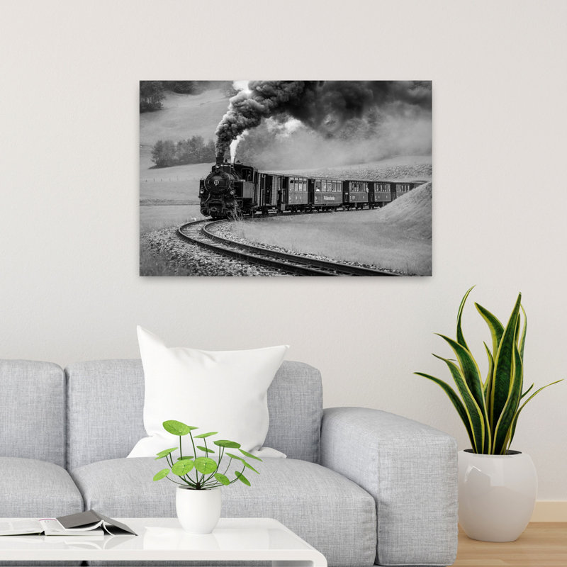 «Full Steam To Climb The Ramp», art mural contemporain, H 24 po x l 36 po
