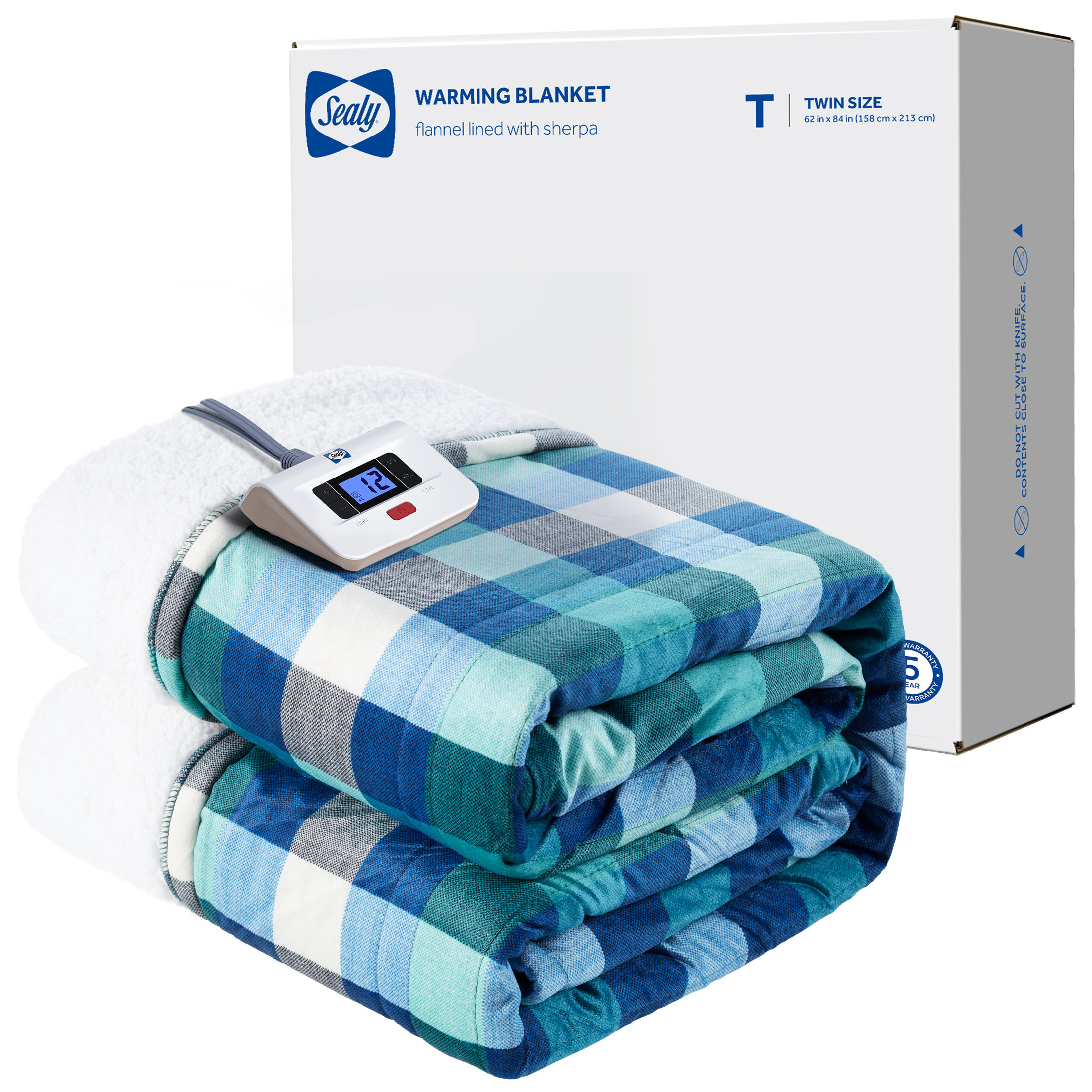 SEALY Plaid Sherpa Electric Throw Blanket Wayfair