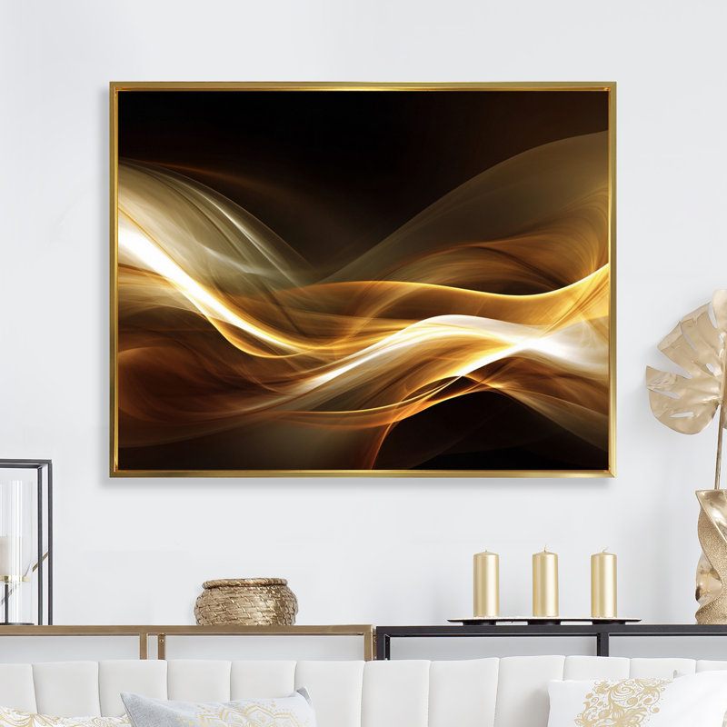 Art moderne sur toile, "Gold Elegant Modern Sofa II", H 34 po x l 44 po x P 1,5 po, Cadre flottant doré