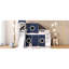 Lit mezzanine simple bleu avec tente et tour. Bois de pin robuste. Conception inspirée de la maisonnette. Spacieux sous la surface. Matelas non inclus. Assemblage requis Taille et construction de la zone de qualité pour-821839630-821839631