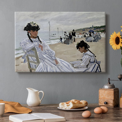 Sur la plage à Trouville-Claude Monet-Toile tendue avec châssis-1870