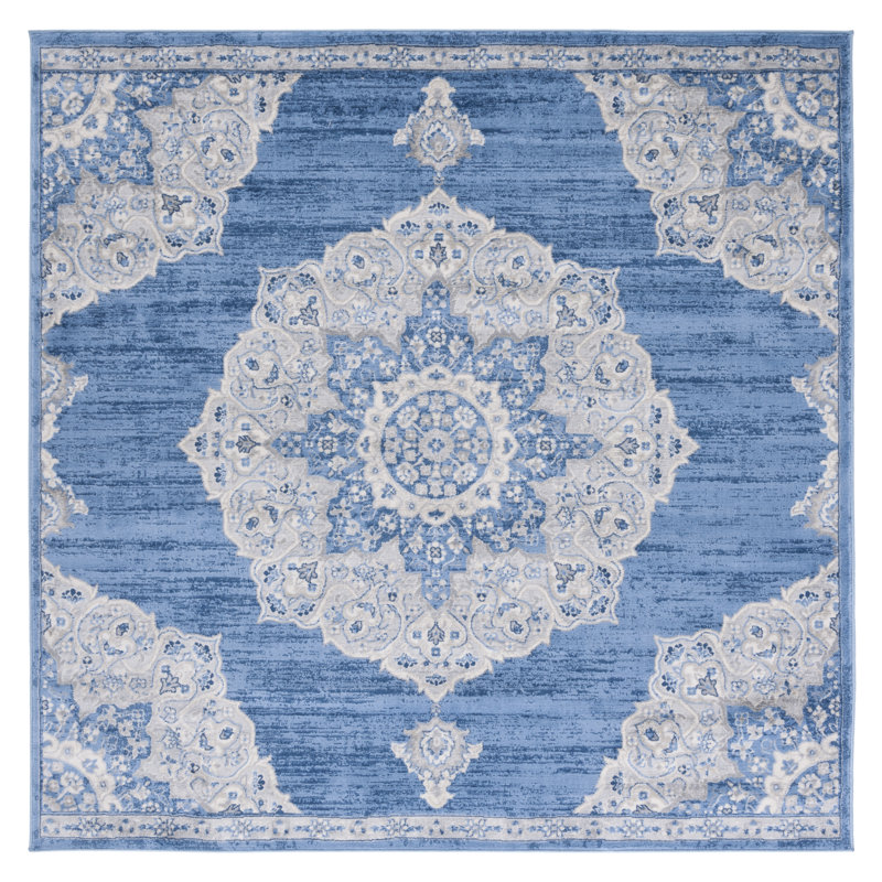 Tapis bleu / gris Arvillia802, Carré 6 pi 7 po