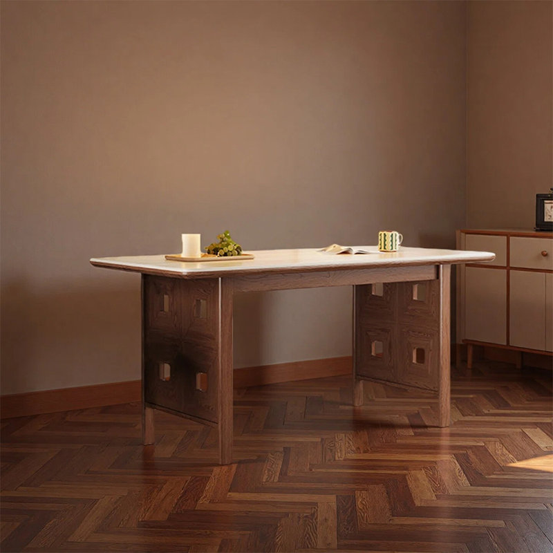 Table de salle à manger en pierre frittée de style rétro, H 29,52 po x L 55,11 po x l 31,49 po