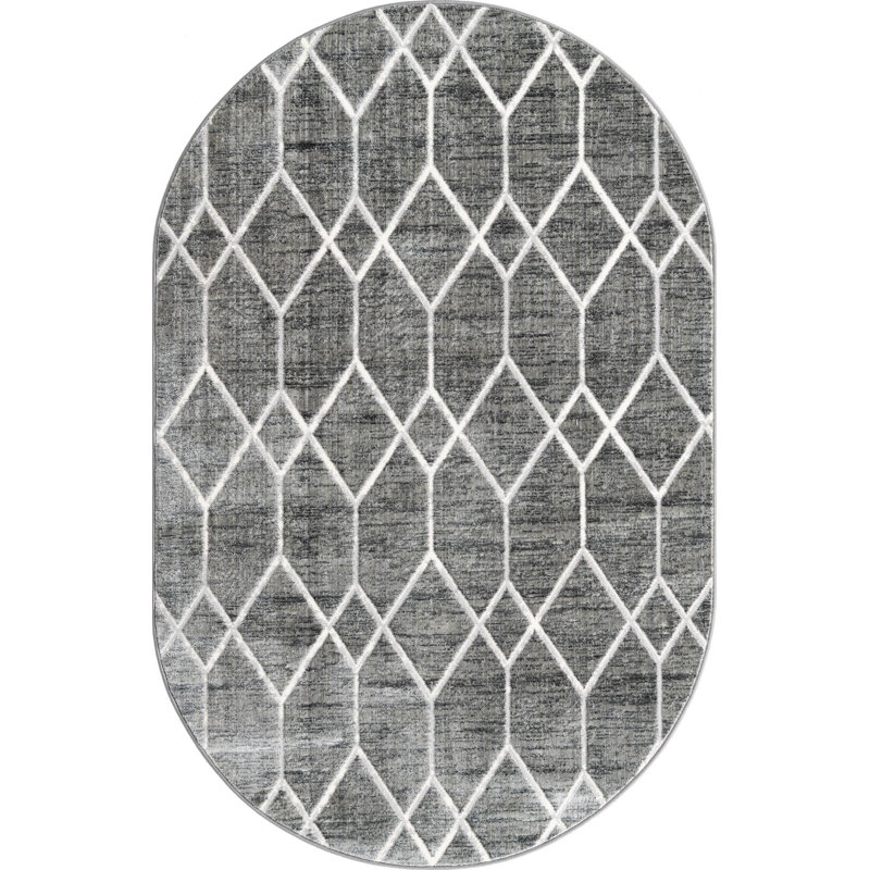Eshin Abstract Indoor Rug, Oval 5'3" x 8'
