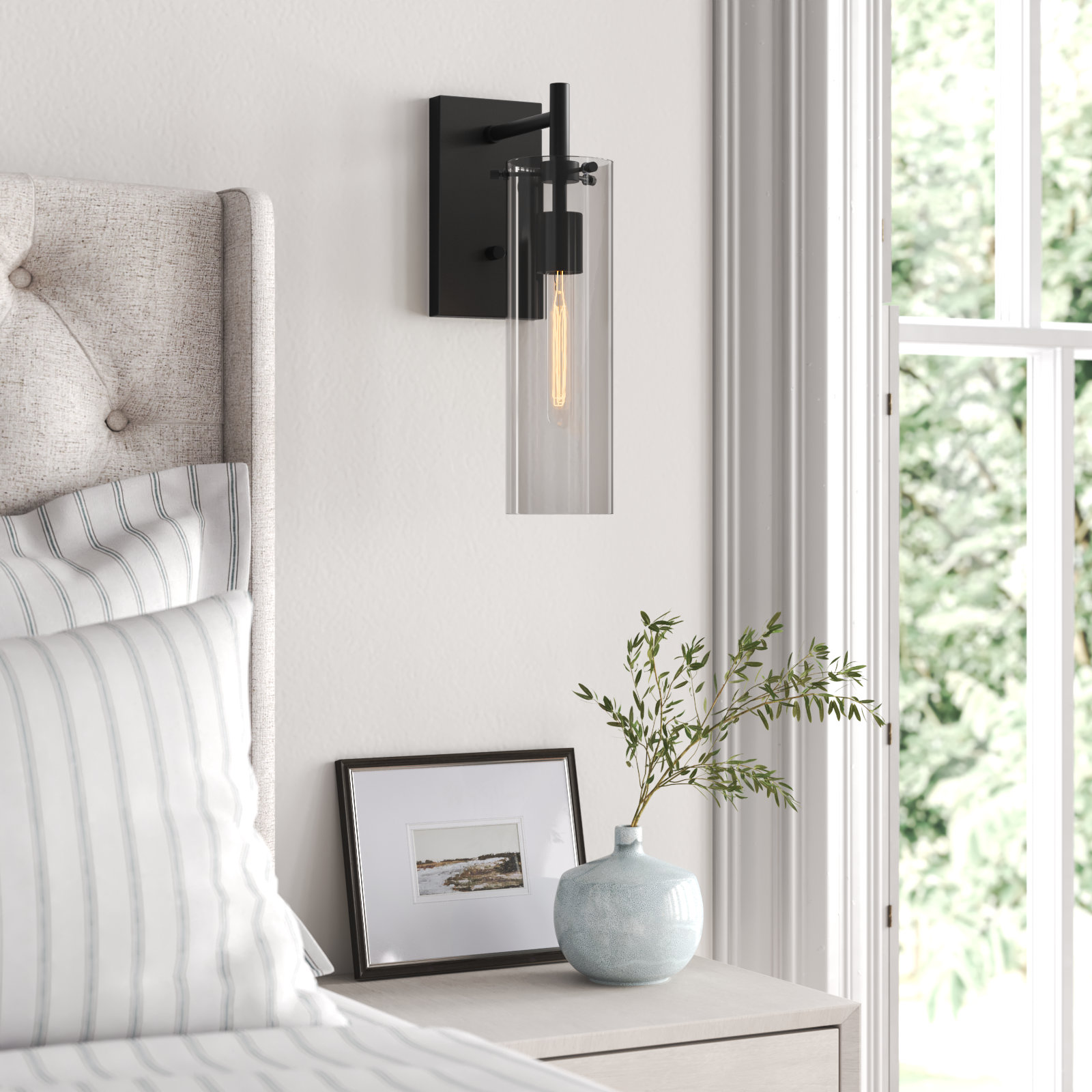 Gilbert Single Light Glass Dimmable Armed Sconce
