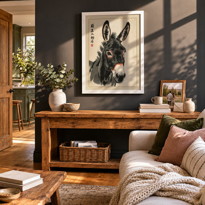 Donkey in Ink Japandi - Framed Print