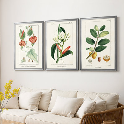 Turpin Tropical Botanicals IV - Toile tendue avec châssis sur mesure - 3 pièces