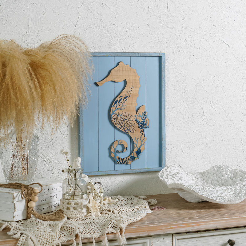 Rustic Sea Horse Wood Wall Decor