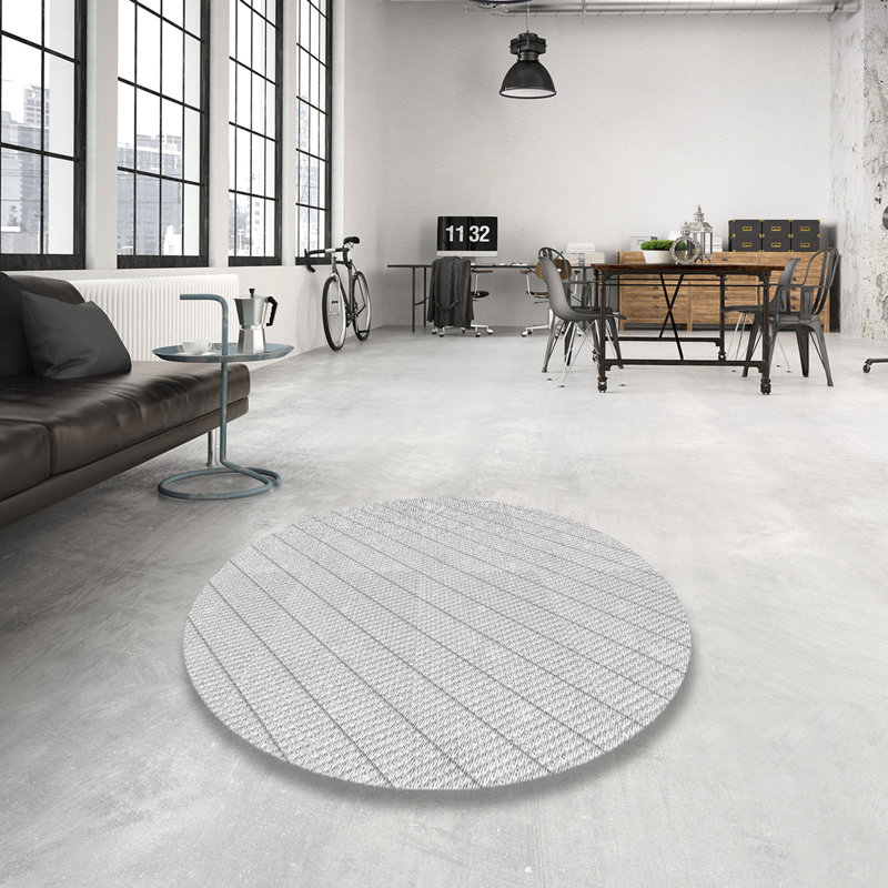 Tapis zone grise à motifs, Rond 4 pi