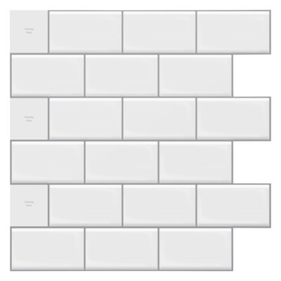 12"X12" Peel and Stick Backsplash Tiles for Kitchen,White Self-Adhesive Wall Tiles,10-Sheet