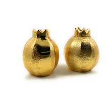 Matte Gold Two Tone Hammered Design Salt and Pepper Shaker Set