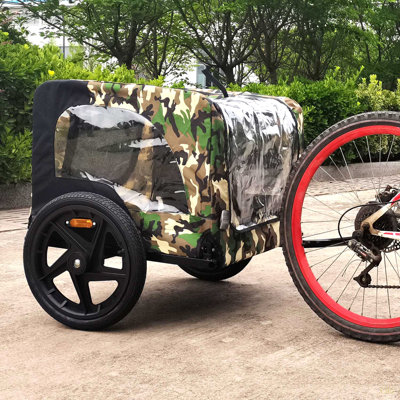 Chariot pour chien avec bicyclette, adapté aux petits et moyens animaux, cadre de chariot pliant facile, roue à dégagement rapide, plancher antidérapant, laisse intérieure