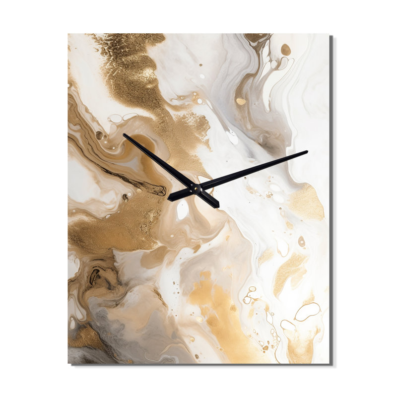 Irun - Horloge murale moderne en marbre abstrait, H 28 po x l 12 po x P 1 po