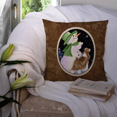Coussin décoratif bonhomme de neige avec épagneul Springer intérieur / extérieur
