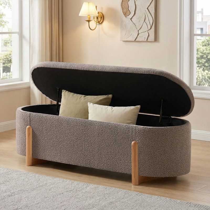 Banc de rangement rembourré 51,2 po, Brun