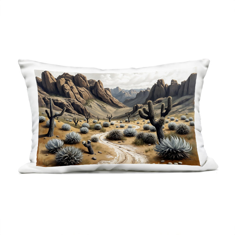 Coussin d'extérieur imprimé Cactus Canyons par Tabz Jones, Brown Cactus Canyons
