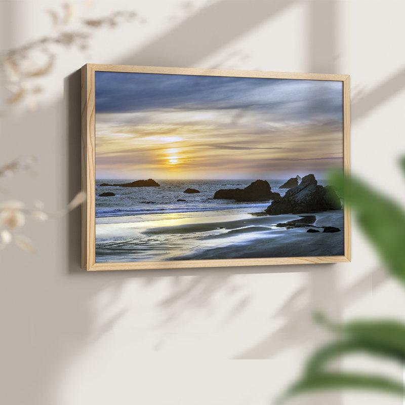 Harris Beach Sunset -Framed Print - Restickable, H 8 po x l 10 po, Natural