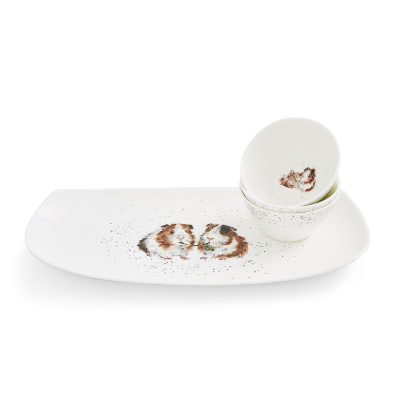 Wrendale Designs - 3 Bowl and Tray Set (Guinea Pigs)