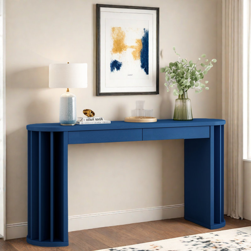 Console avec 2 lignes de design courbées et droites, Marine