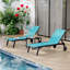 2 chaises longues de patio en textile avec table d'appoint, ensemble de chaises longues d'extérieur, chaises longues de piscine à dossier à 5 niveaux sur roulettes-1277089655