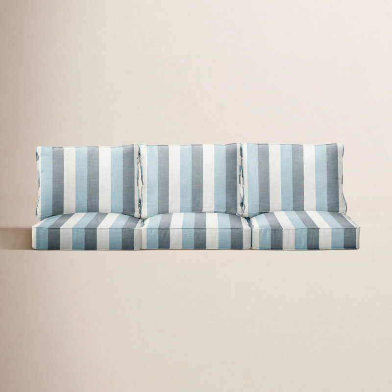 Coussin de siège / dossier extérieur Sunbrella Minorca, Sunbrella® à rayures bleues, L 25 po x P 23 po