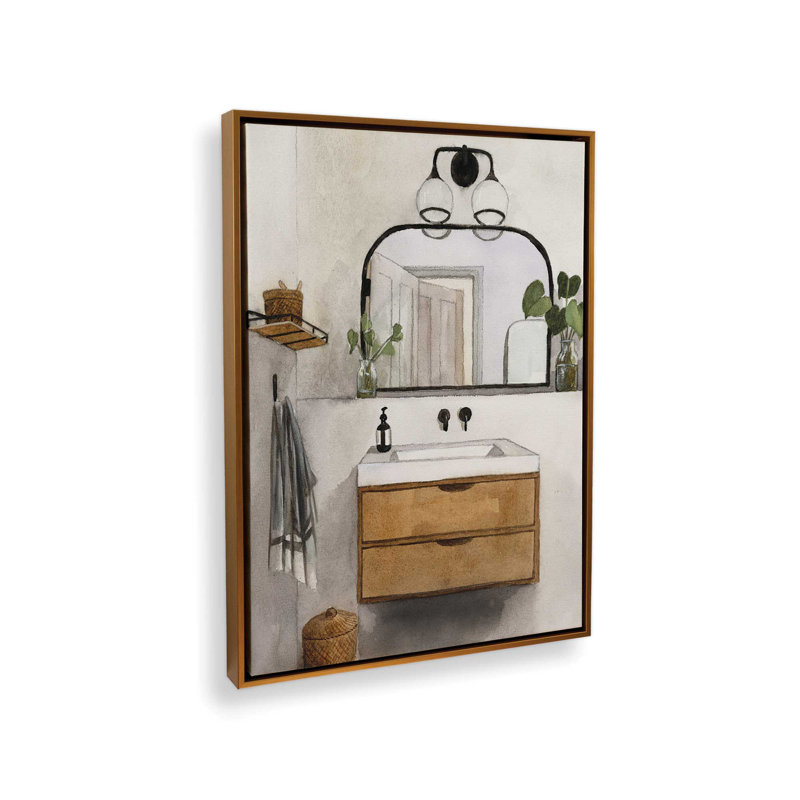 «Bathroom Scene III» par Masey St. Studios, reproduction d'art, 12 W x 16 H, Framed Canvas, Gold