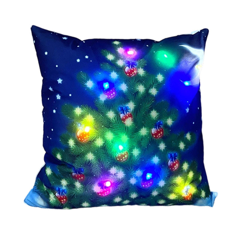 Christmas LED Pillows Holiday Gifts LED Pillows That Can Flash Or Stay On Two Mode Switching Printed Sofa Pillows Cushions Pillowcases