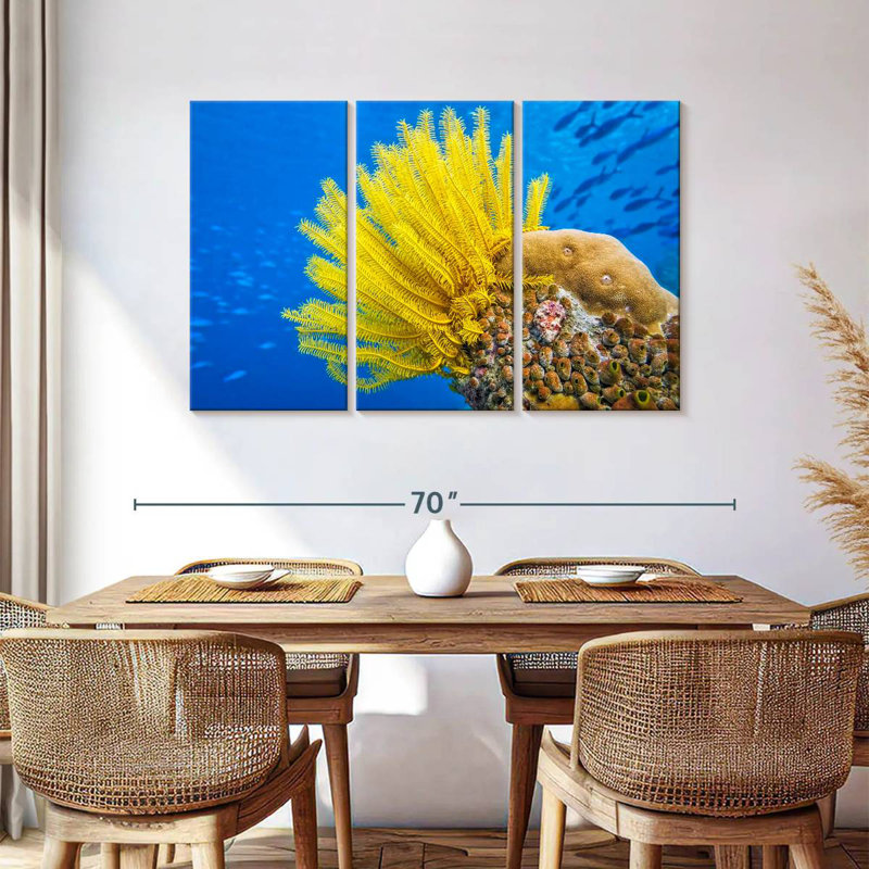 Étoile de mer à plumes jaunes Brampt, H 36 po x l 57 po