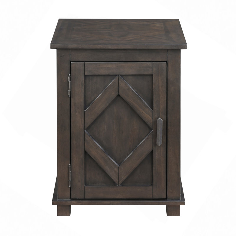 Table de chevet traditionnelle rustique avec tablette de rangement réglable