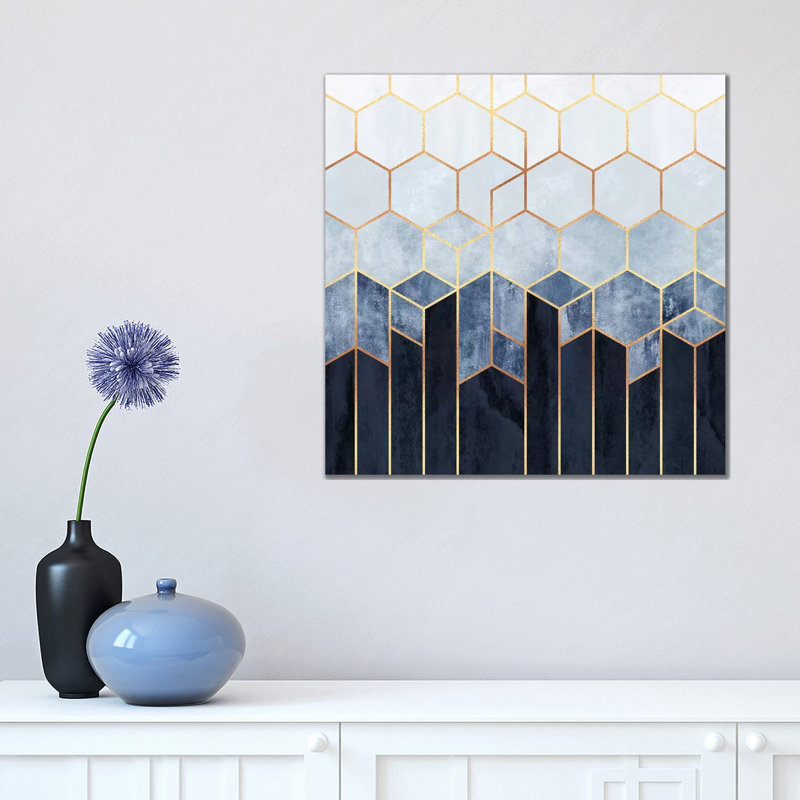 Soft Blue Hexagons by Elisabeth Fredriksson - Wrapped Canvas Print, 45.72 cm H x 45.72 cm W x 1.91 cm D, No Frame