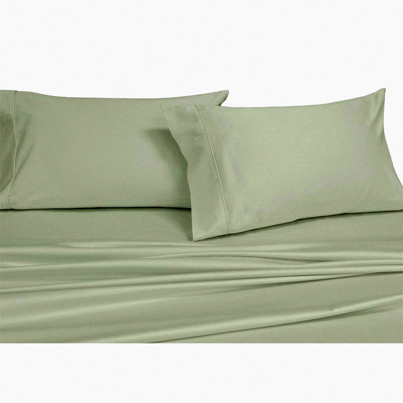 Cotton Bliss 250-Thread Full Sheet Set - Superior Percale Weave, Crispy Soft, Deep Pocket - Sage Green - 4pc Bedding Set - Luxurious Comfort