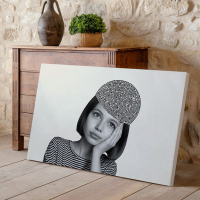 Canvas A Thoughtful Child With A Contemplative Expression Rests Their Chin Wall Art On Their Hand Gazing Upward The Child Has Short Canvas Wall Art