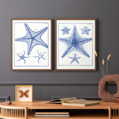 Blue Sea Stars VII - reproduction encadrée de qualité supérieure - prête à être accrochée - aucun clou requis - aucun clou requis