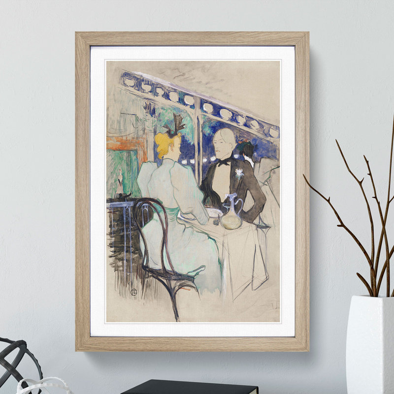 Fashionable People by Henri de Toulouse-Lautrec - Picture Frame Painting, 65cm H x 48cm W x 2cm D, Oak