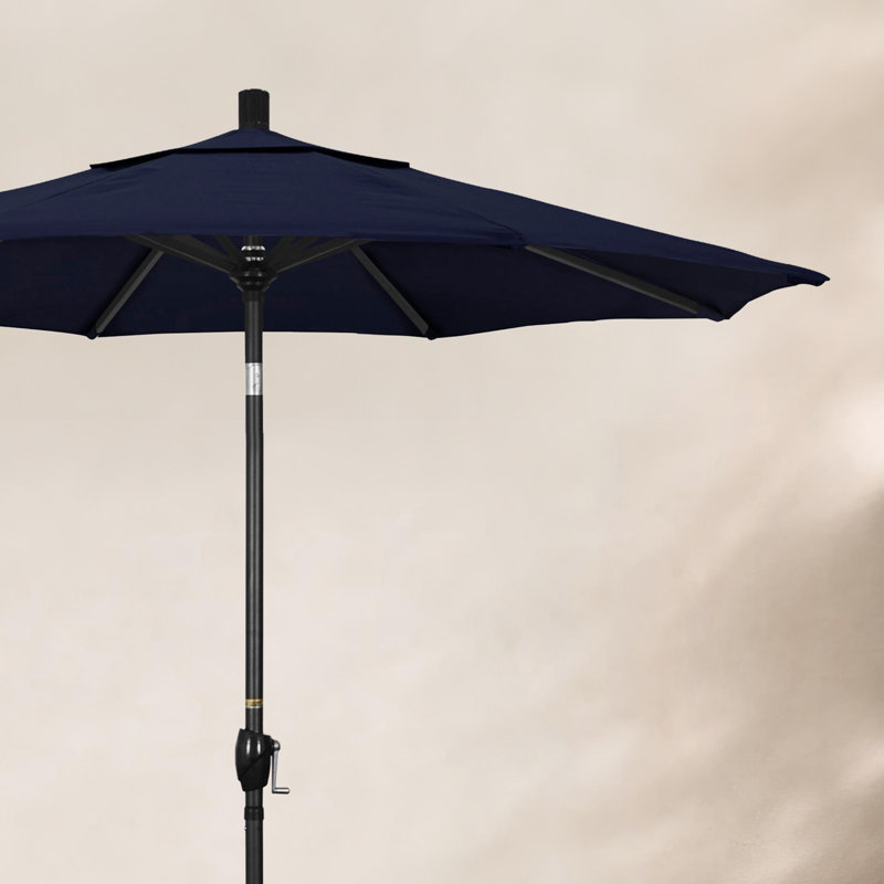 Parasol de marché 7,5', Bleu marine-oléfine, Oléfine, Noir